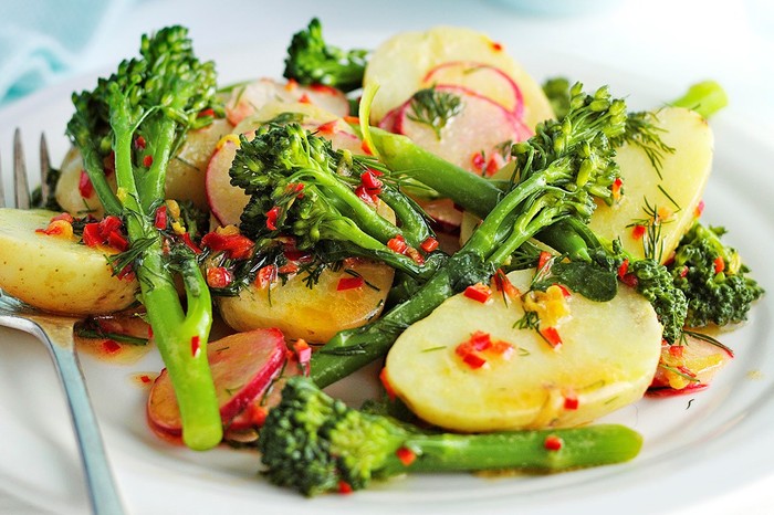 Tenderstem, new potato and radish salad