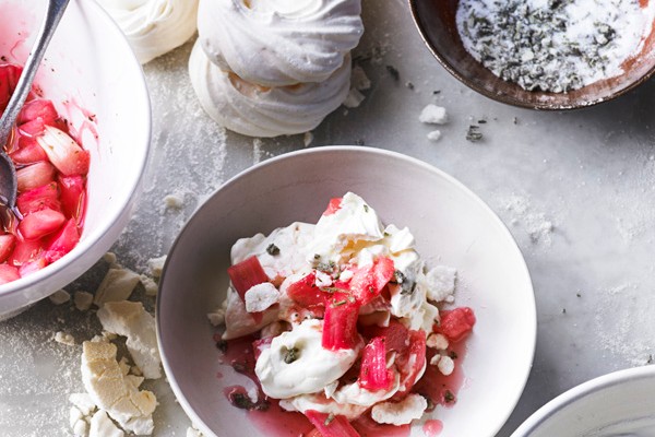 Rhubarb Mess with Candied Rosemary Recipe