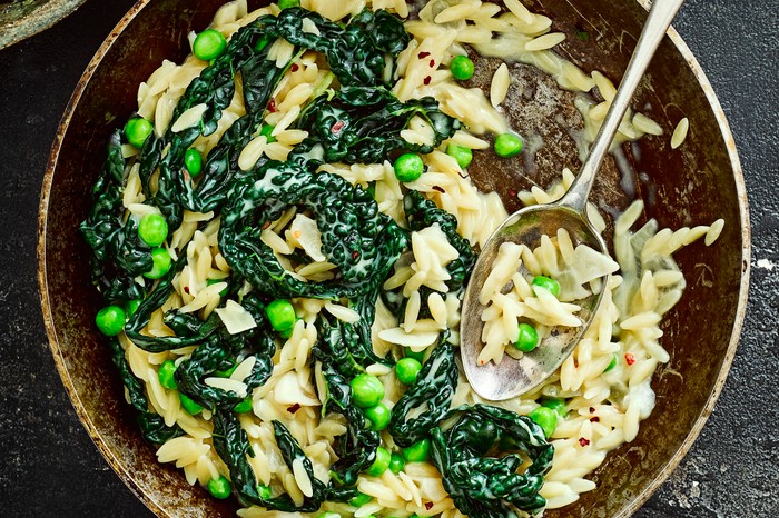 Pasta Orzo Risotto with Cavolo Nero