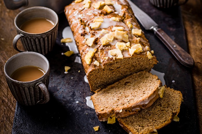 Easy Vegan Banana Bread Sliced on a Board